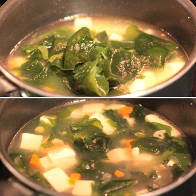 Canh rong biển đậu phụ non