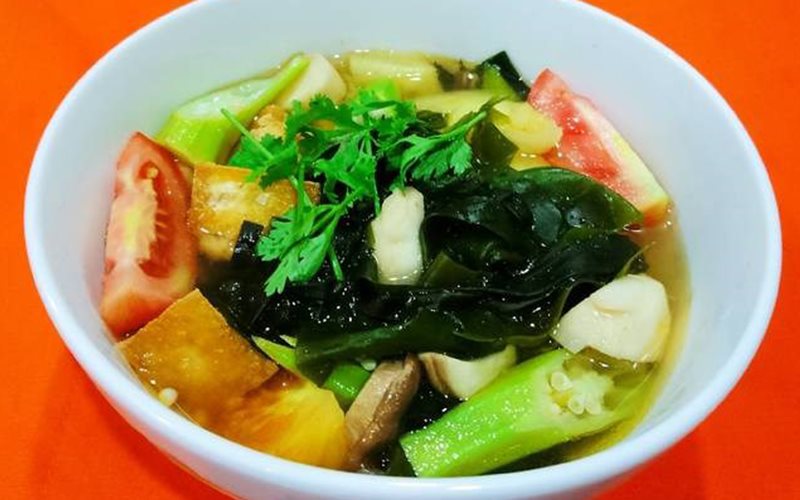 Canh chua rong biển chay - Green Seaweed