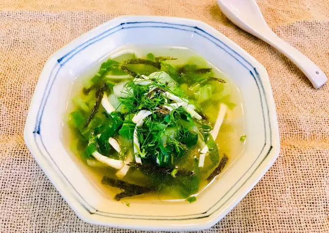 Canh cải nấu rong biển rau thì là - Green Food